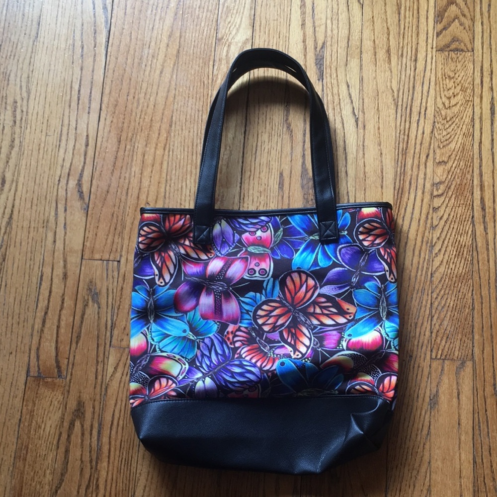Floral Tote Bag with Black Accents